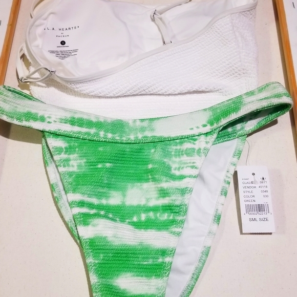 Pacsun - Bikini, Size - Small, Color - white top with white and green bottom. - Picture 7 of 7